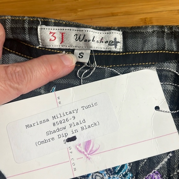 NWT Johnny Was 3J Workshop- Marissa Military Tunic in Shadow Plaid. Size S - Picture 3 of 7